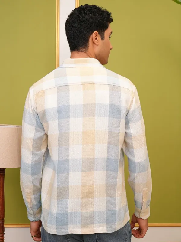 Locomotive Premium Men Yellow Checked Oversized Fit Overshirt