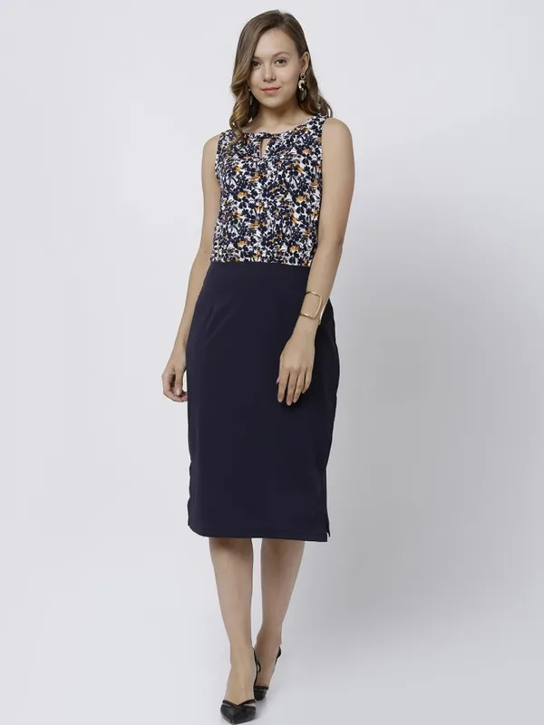  Tokyo Talkies Women Navy Blue Printed Sheath Dresses