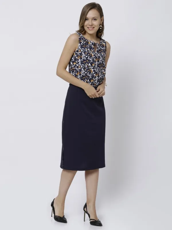  Tokyo Talkies Women Navy Blue Printed Sheath Dresses