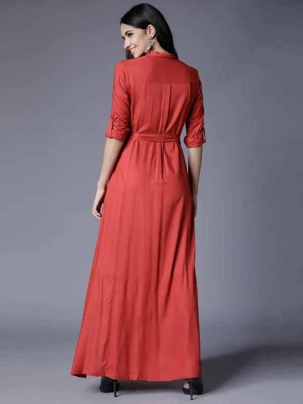  Tokyo Talkies Women Red Solid Maxi Dresses