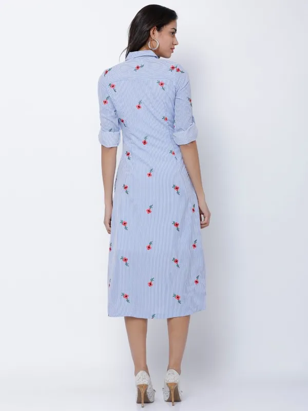  Tokyo Talkies Women Blue Printed Shirt Dresses