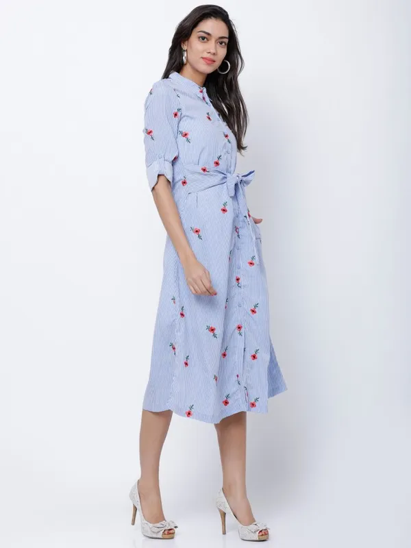  Tokyo Talkies Women Blue Printed Shirt Dresses