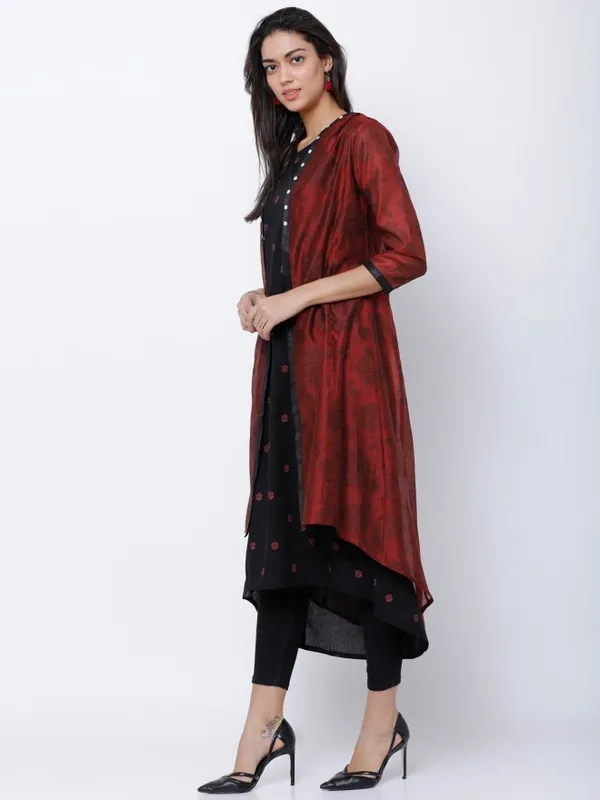  Vishudh Women Black Printed A-Line Kurtas