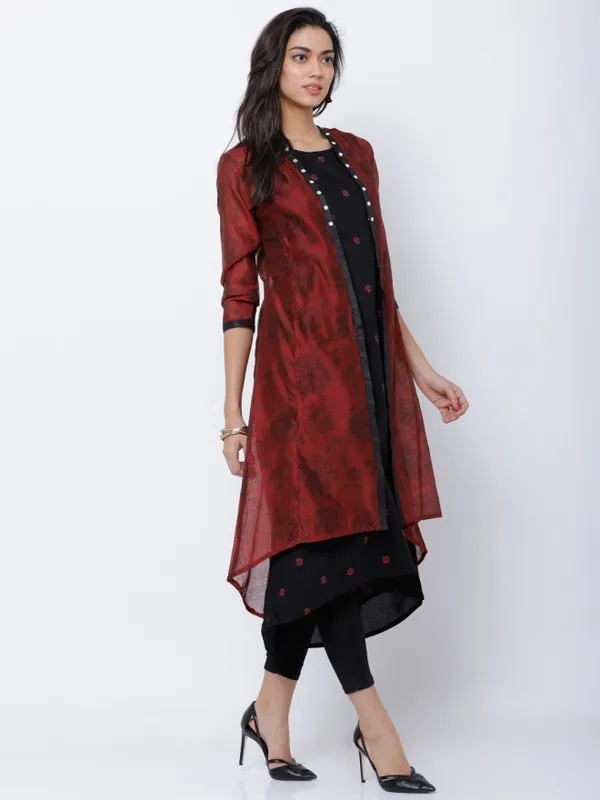  Vishudh Women Black Printed A-Line Kurtas