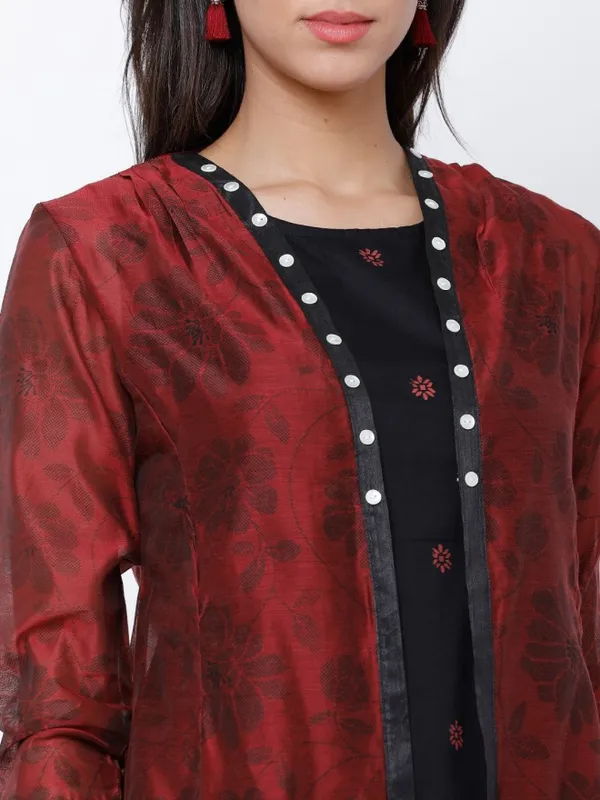  Vishudh Women Black Printed A-Line Kurtas