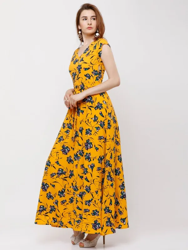  Tokyo Talkies Women Yellow Printed Maxi Dresses