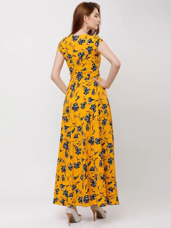  Tokyo Talkies Women Yellow Printed Maxi Dresses