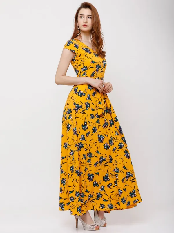  Tokyo Talkies Women Yellow Printed Maxi Dresses