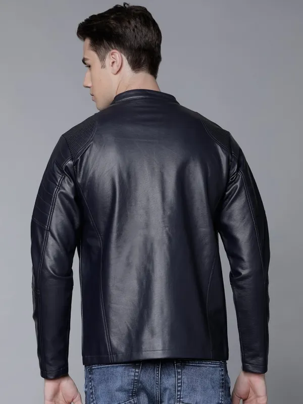 Navy Blue Biker Jacket