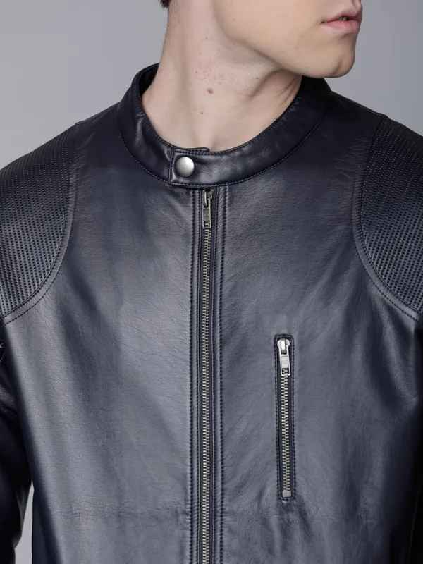 Navy Blue Biker Jacket