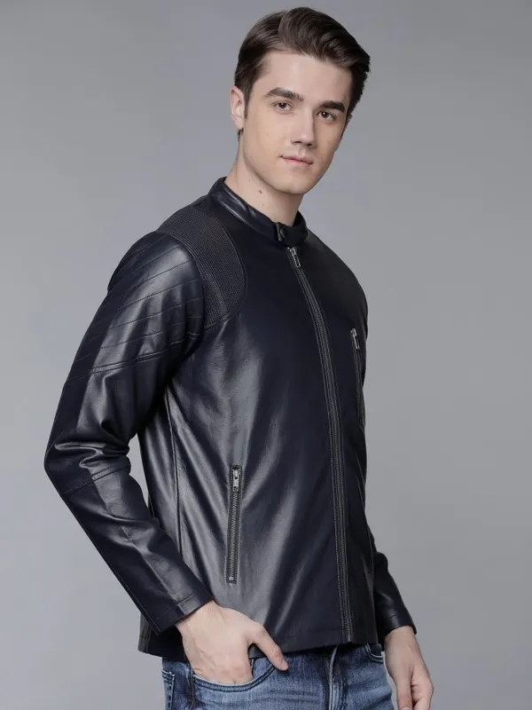 Navy Blue Biker Jacket