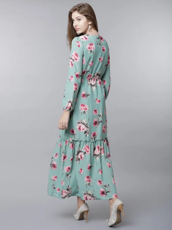  Tokyo Talkies Women Green Printed Maxi Dresses