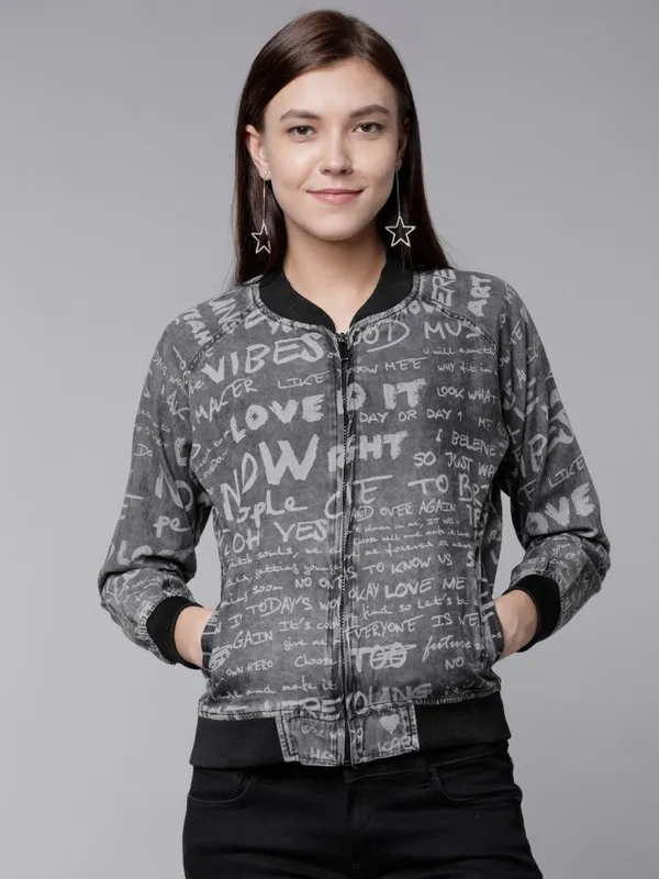  Tokyo Talkies Women Black Bomber Jackets