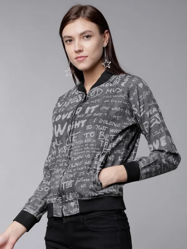  Tokyo Talkies Women Black Bomber Jackets