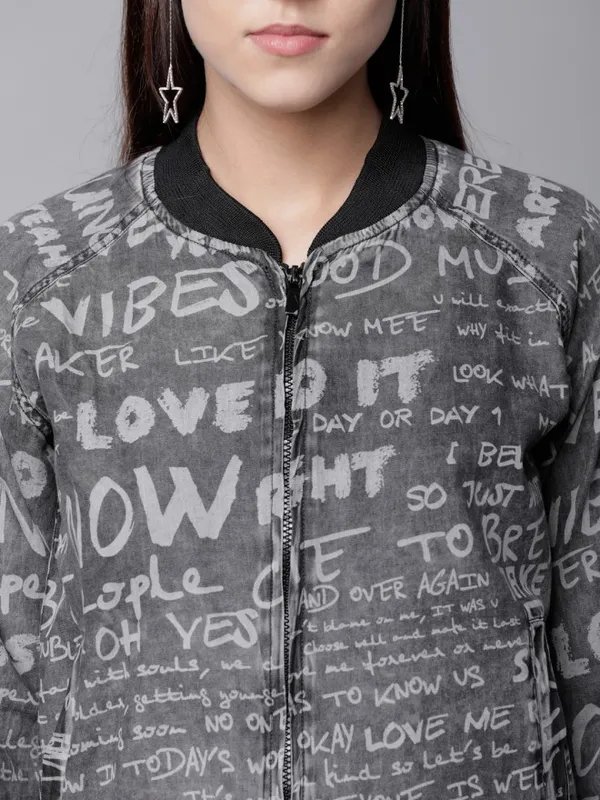  Tokyo Talkies Women Black Bomber Jackets