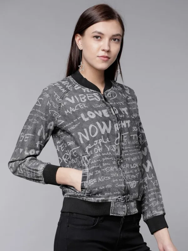  Tokyo Talkies Women Black Bomber Jackets