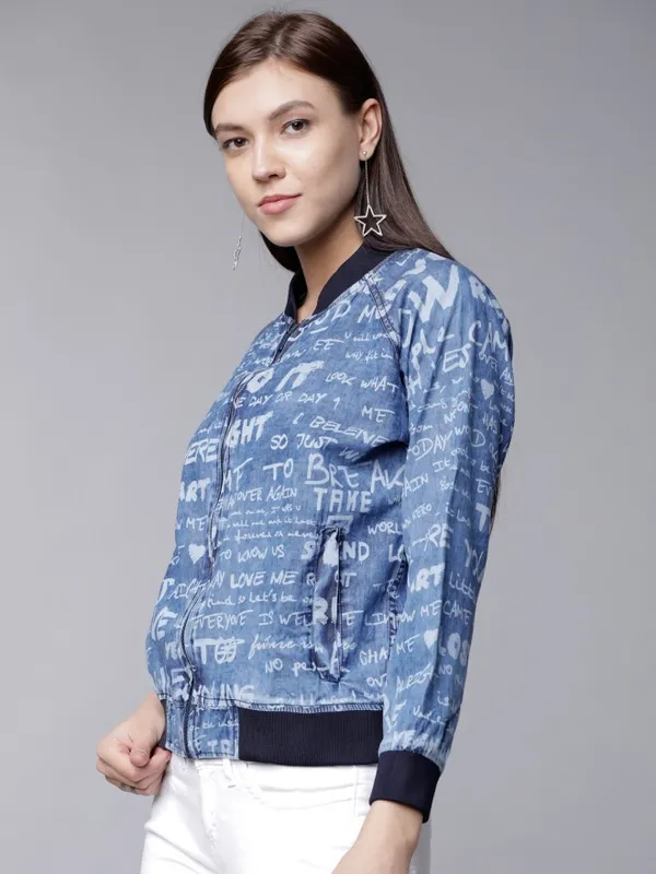  Tokyo Talkies Women Blue Bomber Jackets