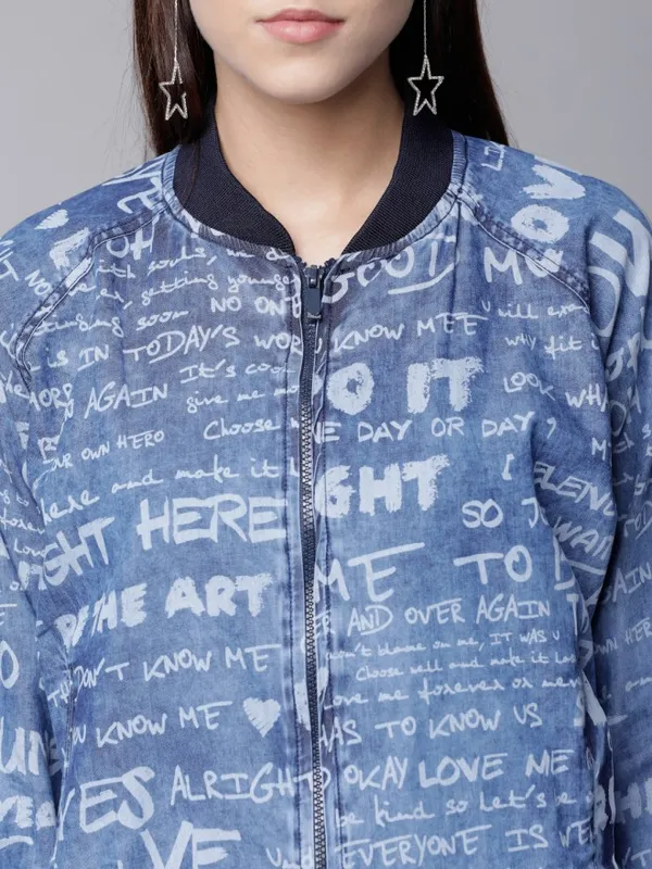  Tokyo Talkies Women Blue Bomber Jackets