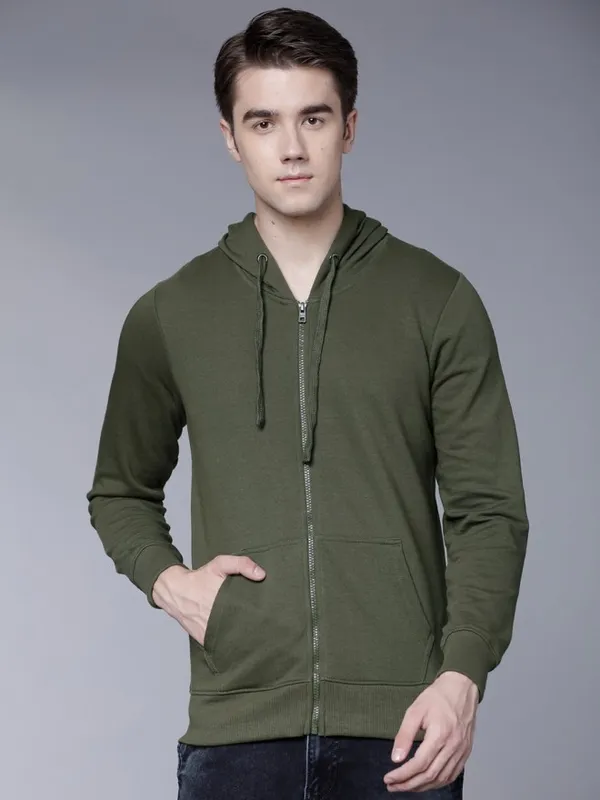 Men Solid Hoodie Sweatshirt