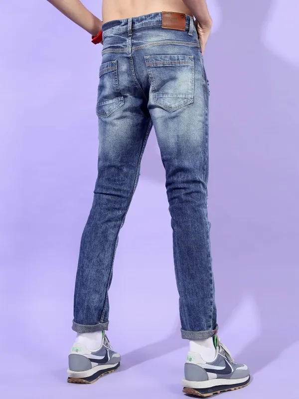  Locomotive Men Blue Slim Fit Highly Distressed Jeans