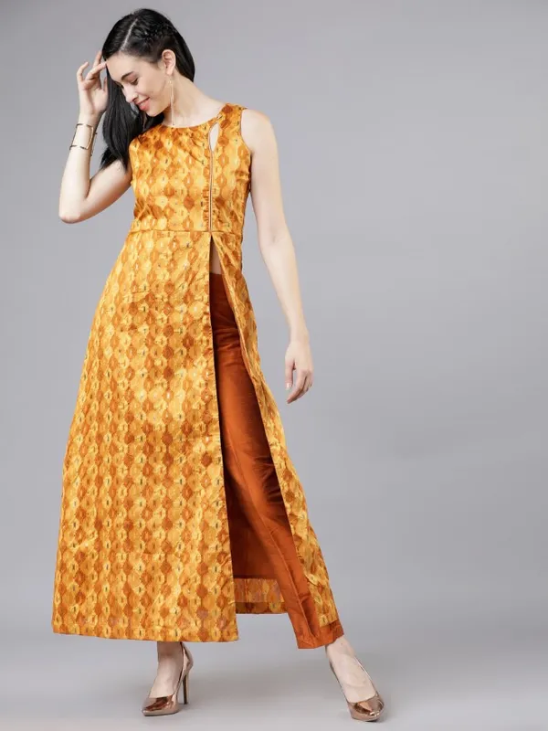  Vishudh Women Mustard Printed Kurta Sets