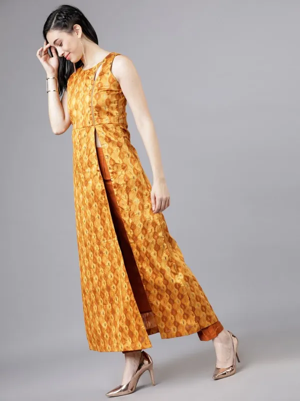  Vishudh Women Mustard Printed Kurta Sets