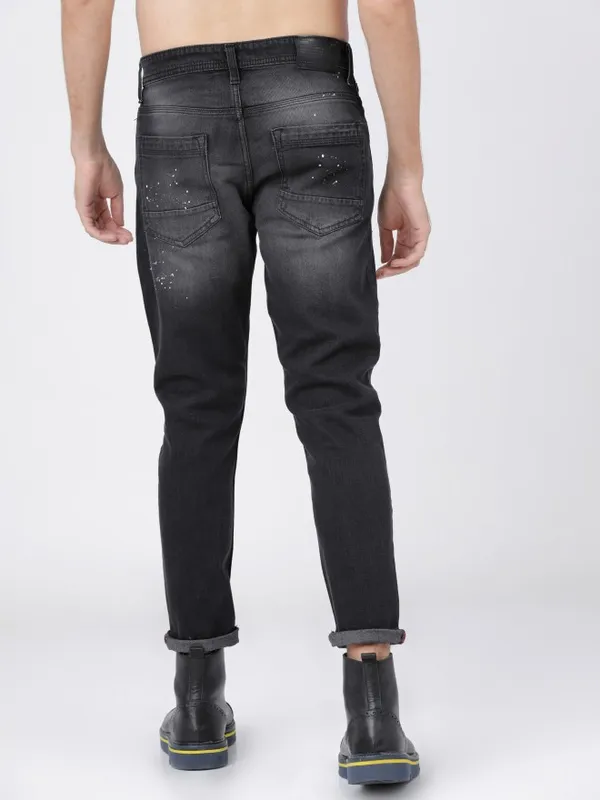  Locomotive Men Black Tapered Fit Clean Look Jeans