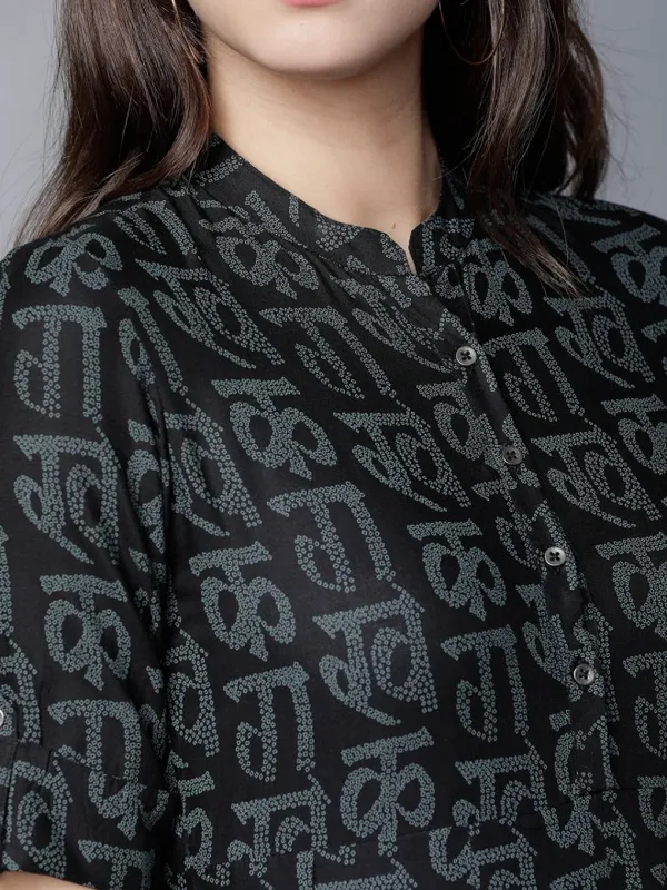  Vishudh Women Black Printed Maxi Ethnic Dresses