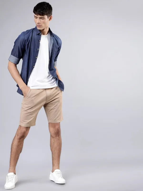  Highlander Men Beige Regular Fit Chino Shorts Shorts