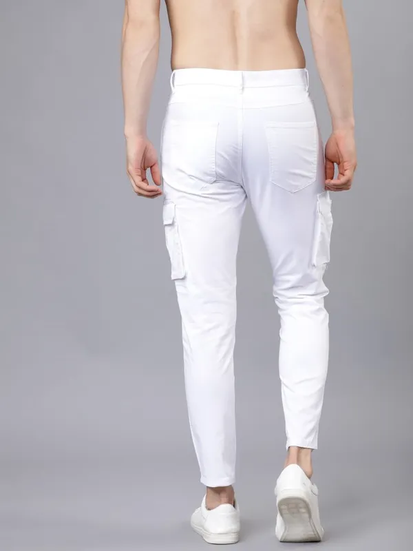  Highlander Men White Slim Fit Solid Casual Trousers