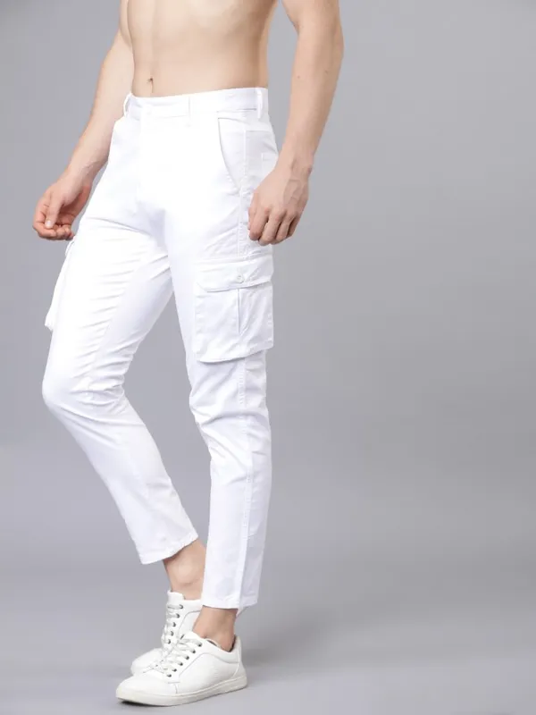  Highlander Men White Slim Fit Solid Casual Trousers