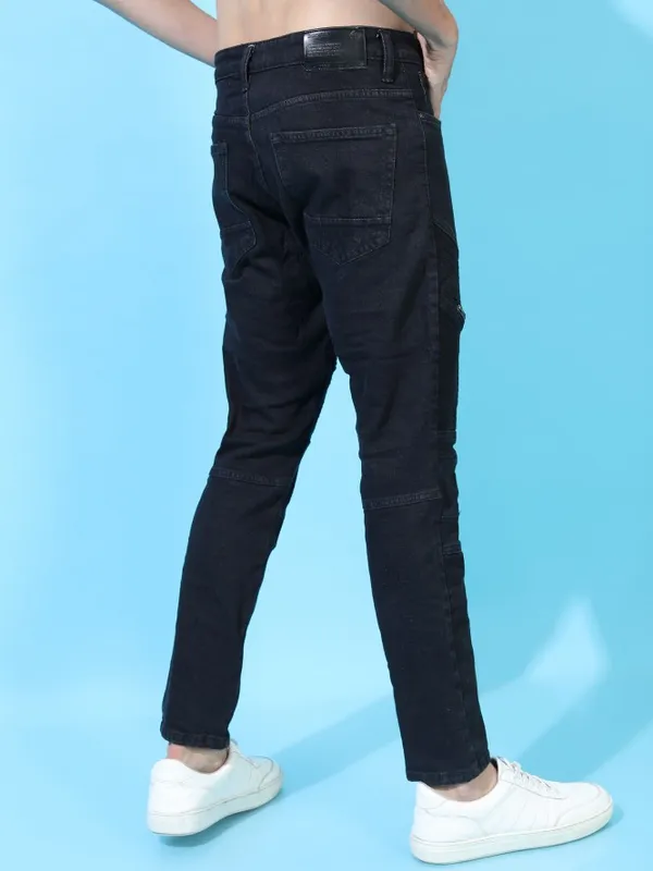  Locomotive Men Black Tapered Fit Clean Look Jeans