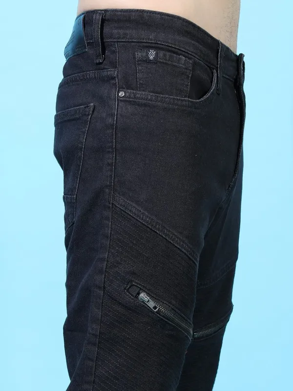  Locomotive Men Black Tapered Fit Clean Look Jeans