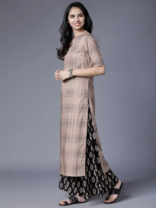  Vishudh Women Brown Checked Kurta Sets