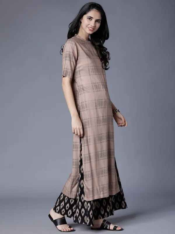  Vishudh Women Brown Checked Kurta Sets