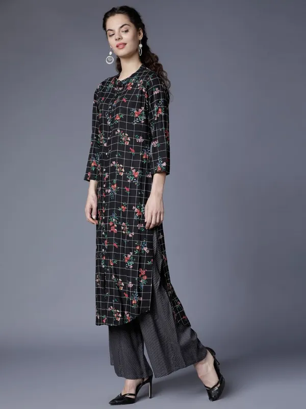  Vishudh Women Black Printed Kurta Sets