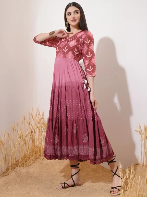 Vishudh Women Maroon Printed A-Line Dress