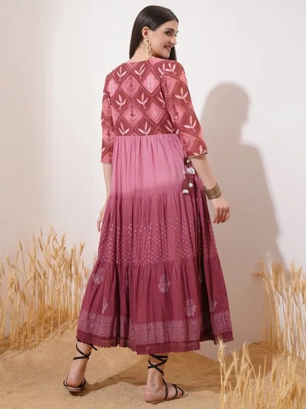 Vishudh Women Maroon Printed A-Line Dress