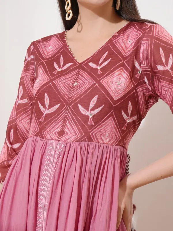 Vishudh Women Maroon Printed A-Line Dress