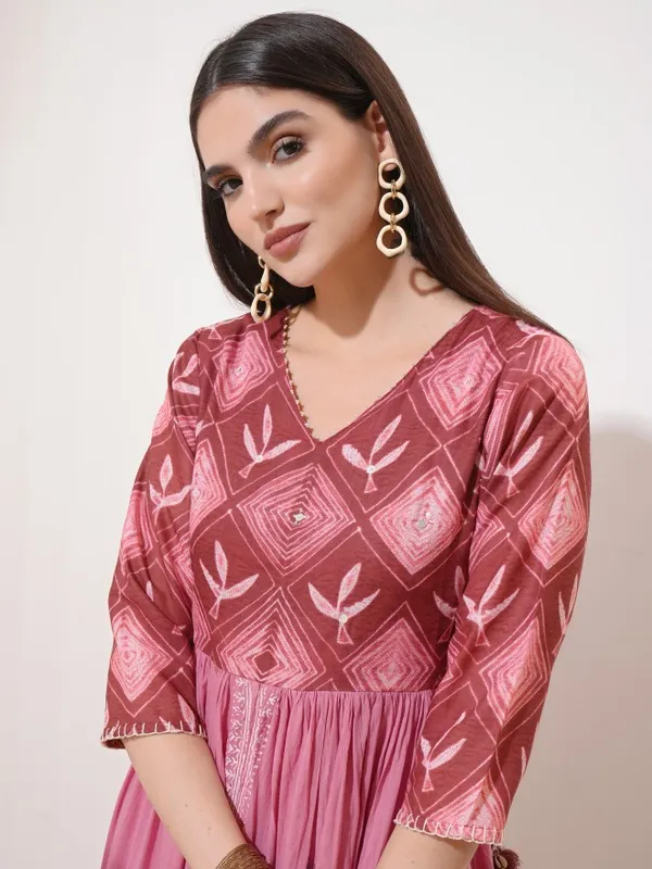 Vishudh Women Maroon Printed A-Line Dress