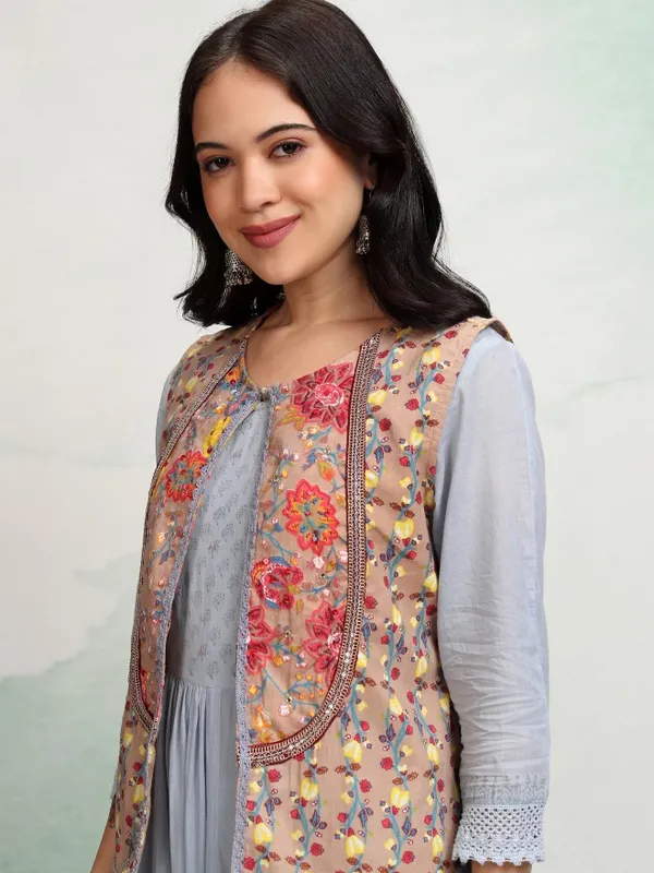 Vishudh women Blue Printed Maxi Dress