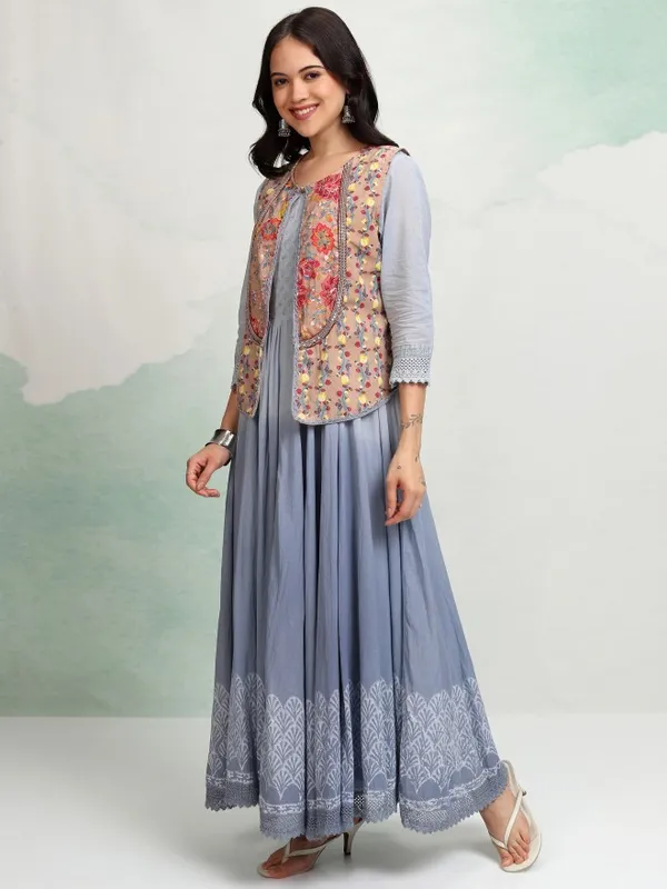 Vishudh women Blue Printed Maxi Dress