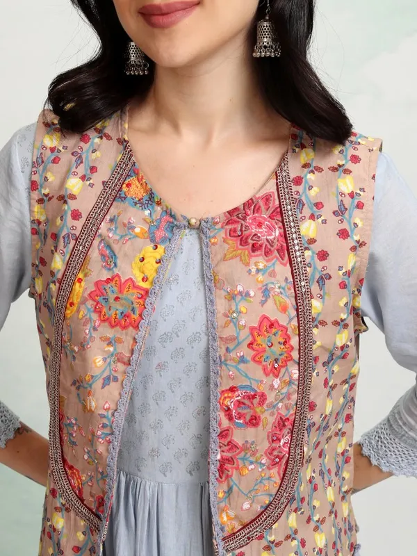 Vishudh women Blue Printed Maxi Dress