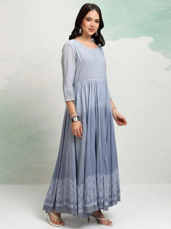 Vishudh women Blue Printed Maxi Dress