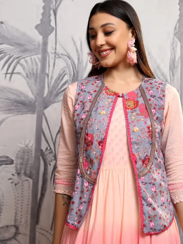 Vishudh Women Peach Printed Maxi Dress