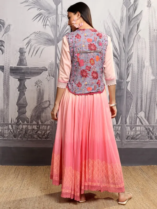 Vishudh Women Peach Printed Maxi Dress
