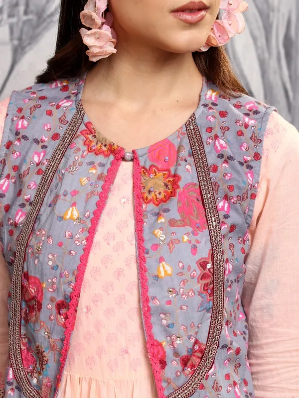 Vishudh Women Peach Printed Maxi Dress