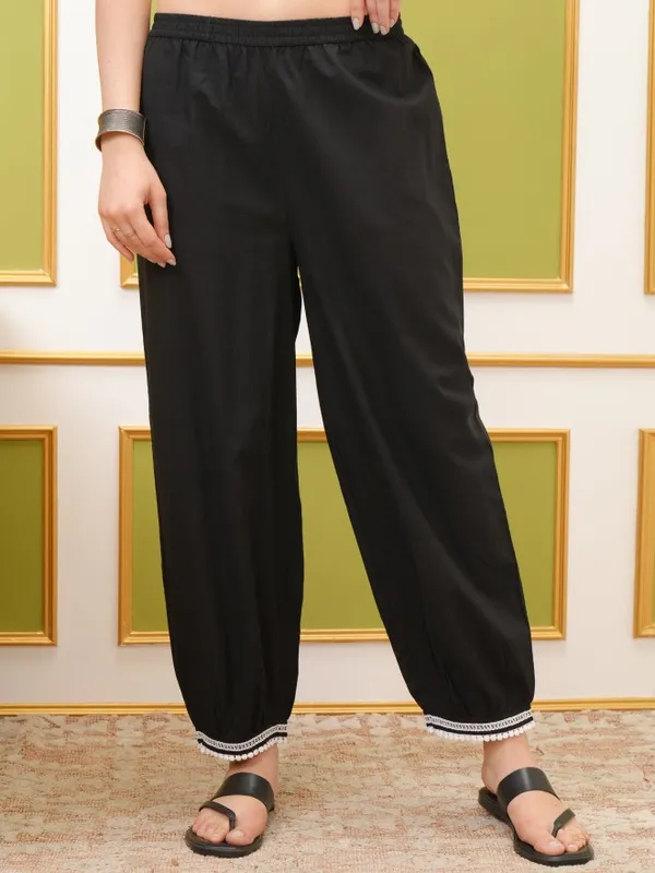 Vishudh Women Black Embroidered Kurta With Trouser And Dupatta