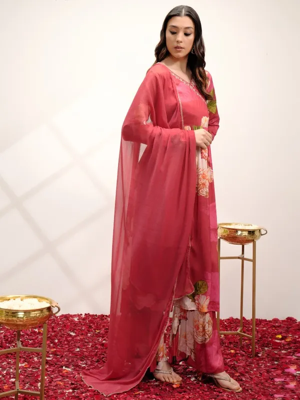  Vishudh Women Pink Printed Kurta Sets