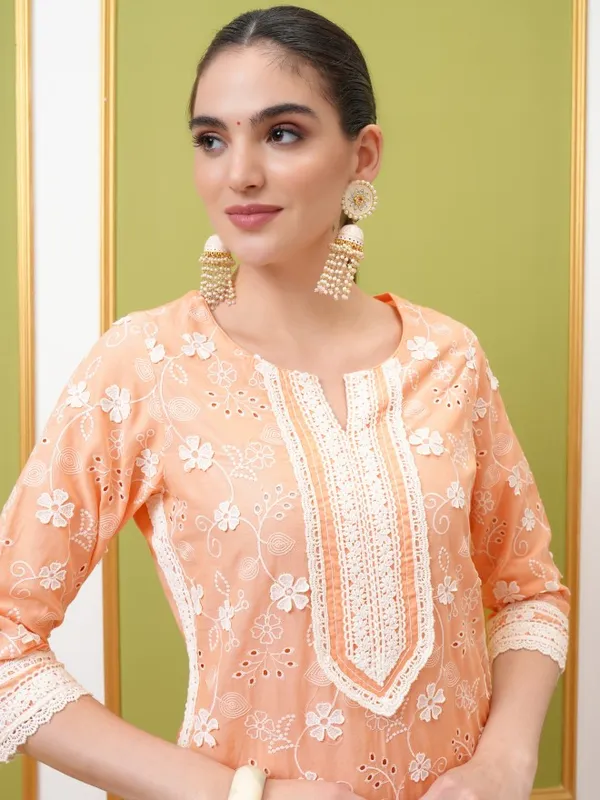 Vishudh Women Peach Top With Trouser